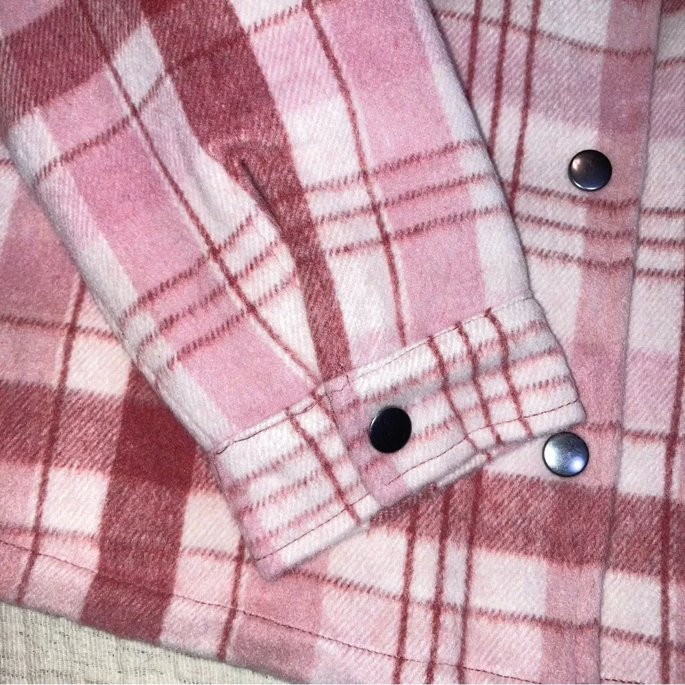 Girl’s Large Fleece jacket Quilted Lining Pink Plaid Sweet Stories NWT